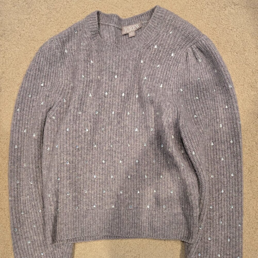 J Crew Crystal Studded Embellished Purple Sweater M